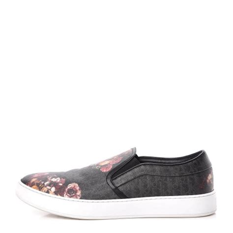 CHRISTIAN DIOR Homme Monogram Floral Skull Slip On 